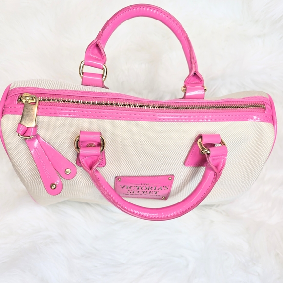 Victoria's Secret Pink and Cream Satchel Bag "Love The Sexist On Earth" NWOT - Picture 7 of 14